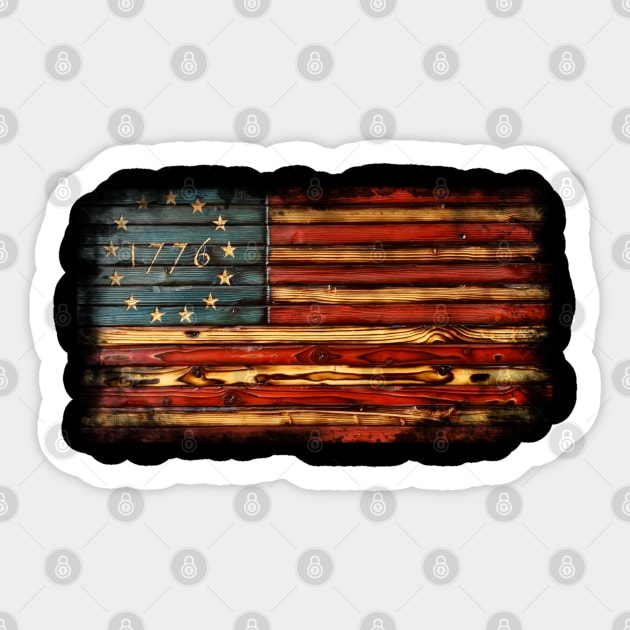 Wooden American Flag Sticker by BlackGrain